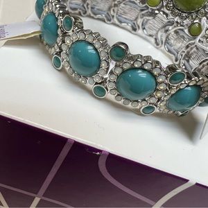 Lia Sophia Sea Blue/Silver and Crystal Stretch Bangle NEW🏷